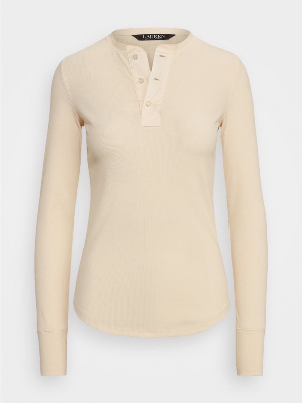 Lauren Ralph Lauren LRL Cream Henley Top Stretch Cotton Slim Fit Size S NWT - Picture 3 of 8